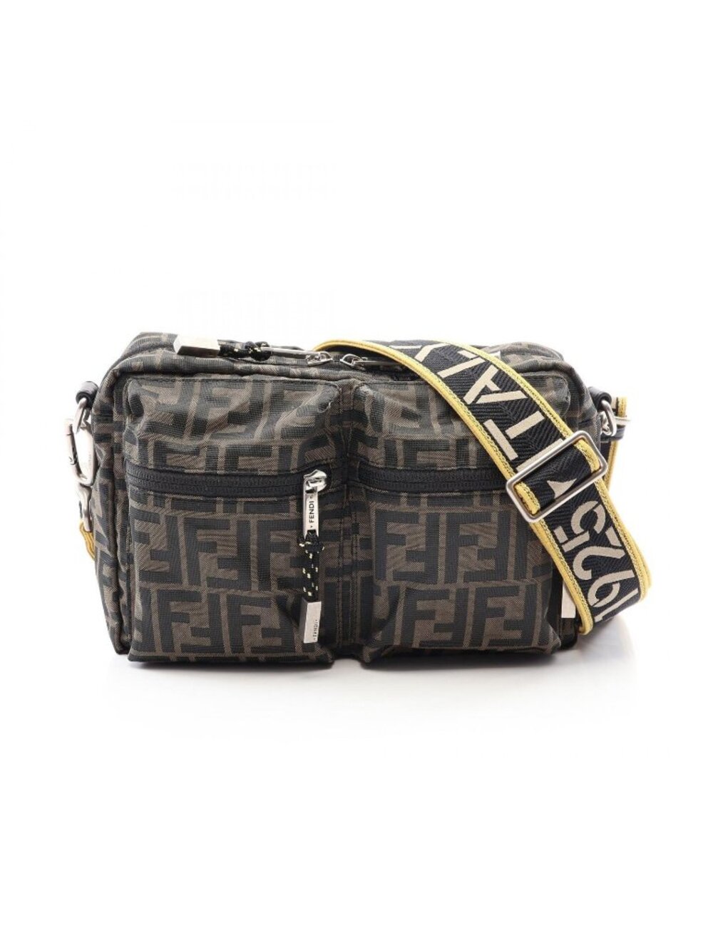 Fendi Shoulder Bag Zucca Camera Case Canvas Leather